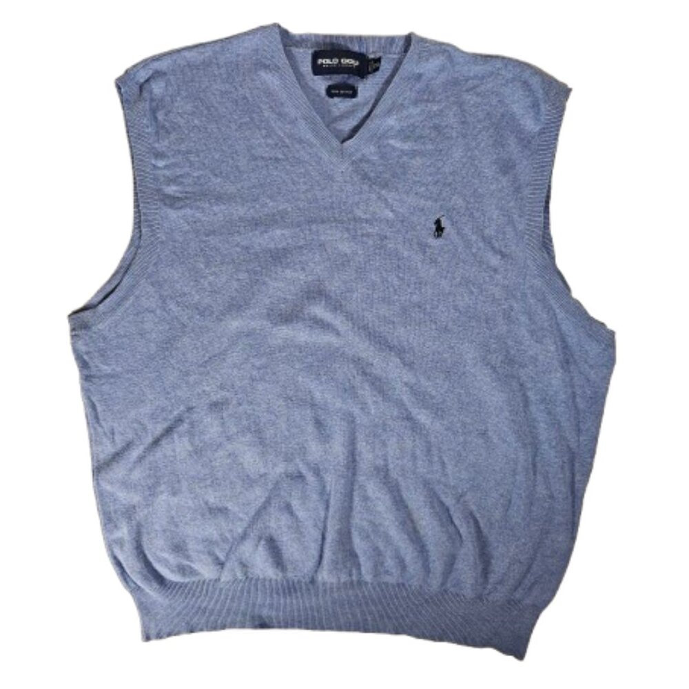 Polo Golf Sweater Vest Blue Ralph Lauren Men's Size XXL Cotton